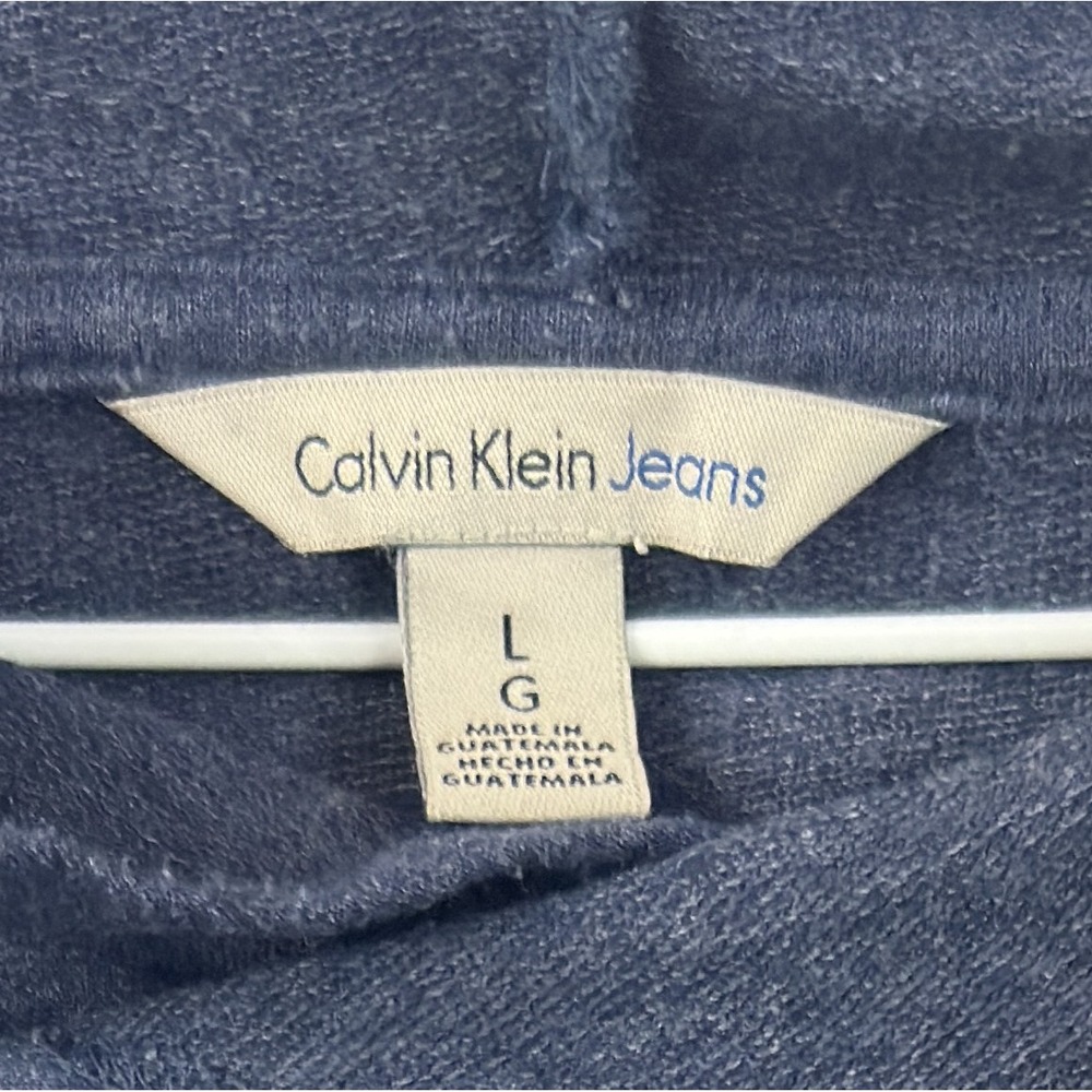 Calvin Klein Jeans Hoodie Womens Large Blue Heathered CK Pullover Sweatshirt - Picture 6 of 6